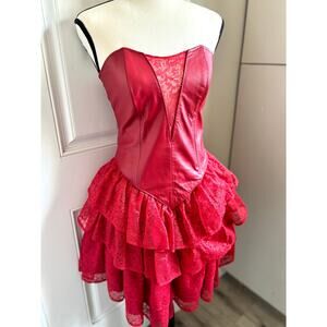 VINTAGE Chia 100% leather corset and lace strapless dress, 80s/90s size 4